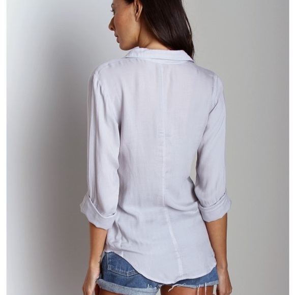 Anthropologie Bella Dahl Green LongSleeve Button Up Blouse size Large - Picture 5 of 7